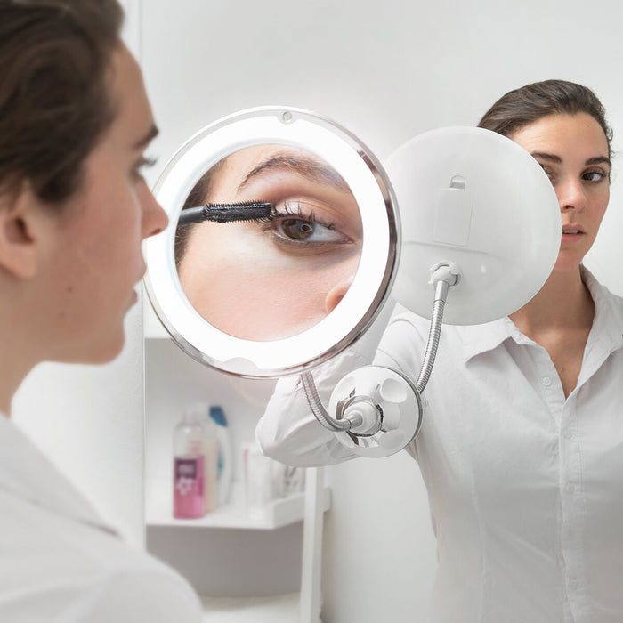 Espejo de Aumento LED con Brazo Flexible y Ventosa Mizoom ABS Belleza Regalo Original Blanco