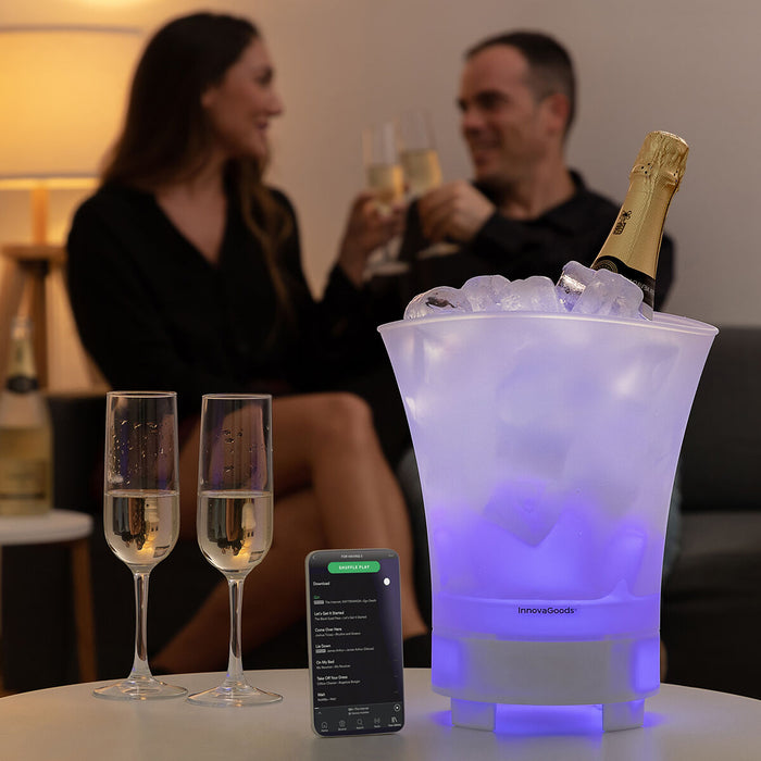 Cubitera LED con Altavoz Recargable Sonice Polipropileno USB Fiesta Invierno Translúcido
