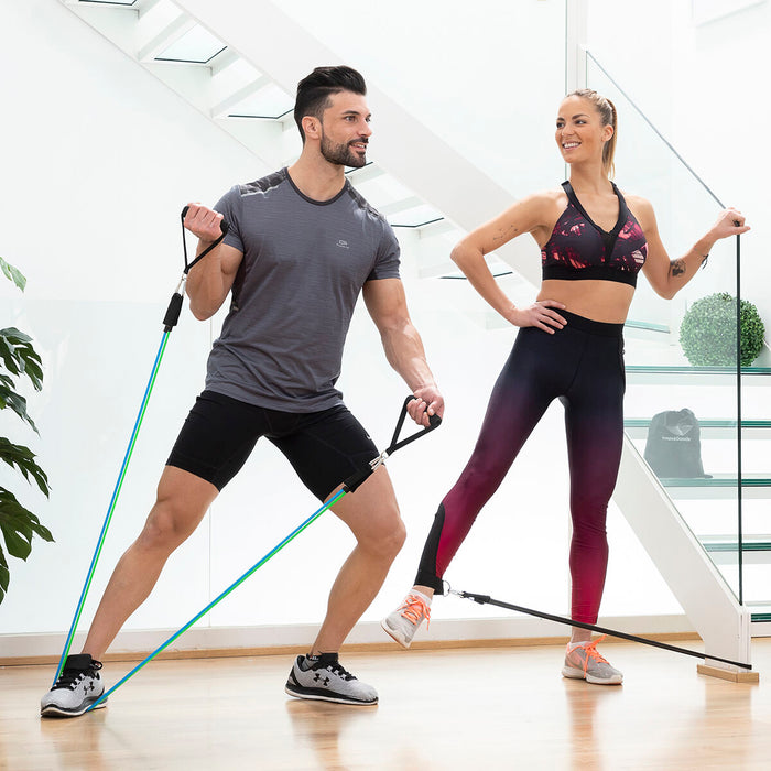 Set de Bandas de Resistencia con Accesorios y Guía de Ejercicios Tribainer 3 Unidades Látex Deporte en Casa Deportista / en Forma