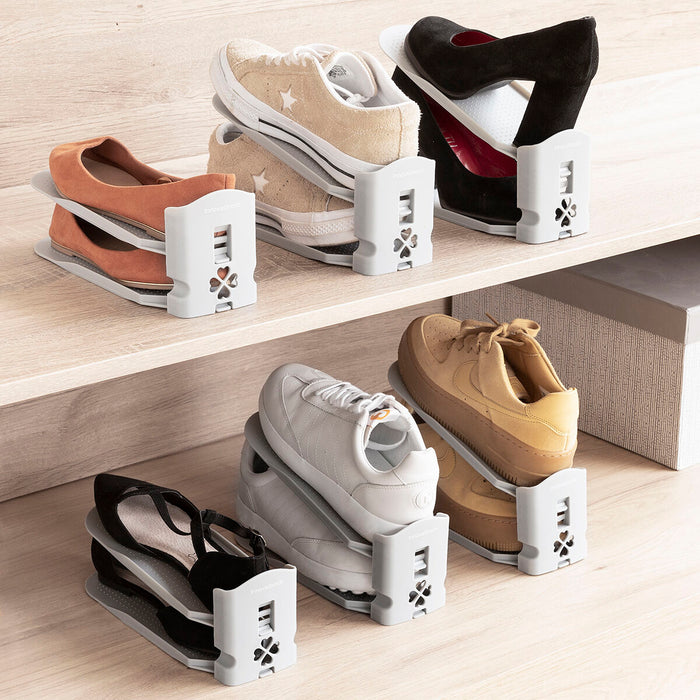 Organizador de Zapatos Regulable Sholzzer 6 Unidades Polipropileno Gris