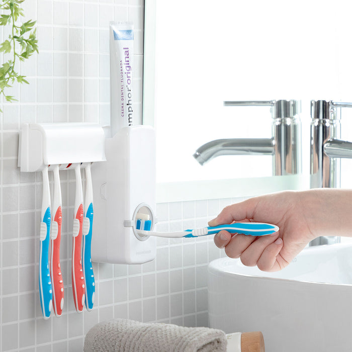 Dispensador de Pasta Dental con Soporte para Cepillos Diseeth ABS Blanco