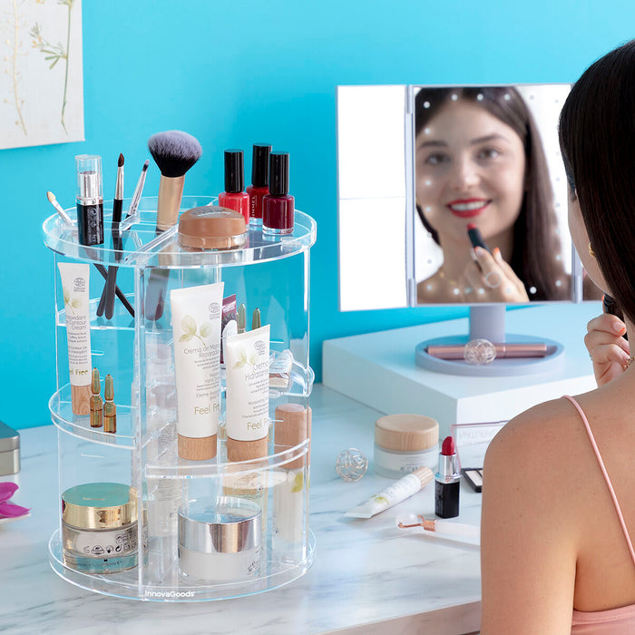 Organizador de Maquillaje Giratorio Rolkup Poliestireno Belleza Transparente