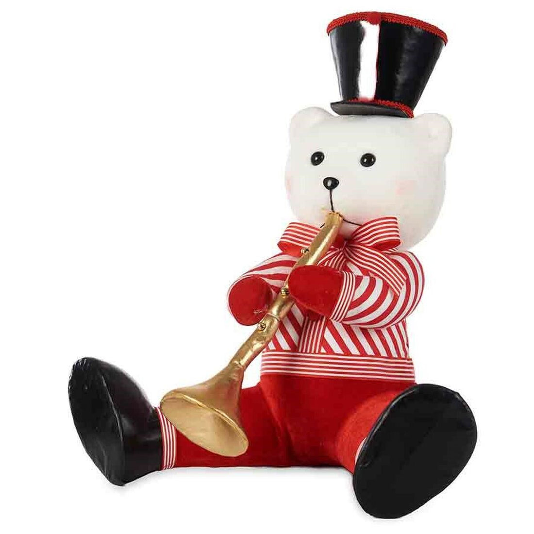 Figura Decorativa Oso Trompeta Poliestireno Rojo