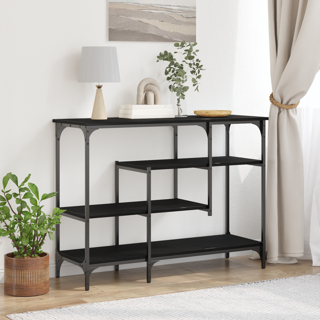 vidaXL Mesa Consola Roble negro 100 x 35 x 75 cm