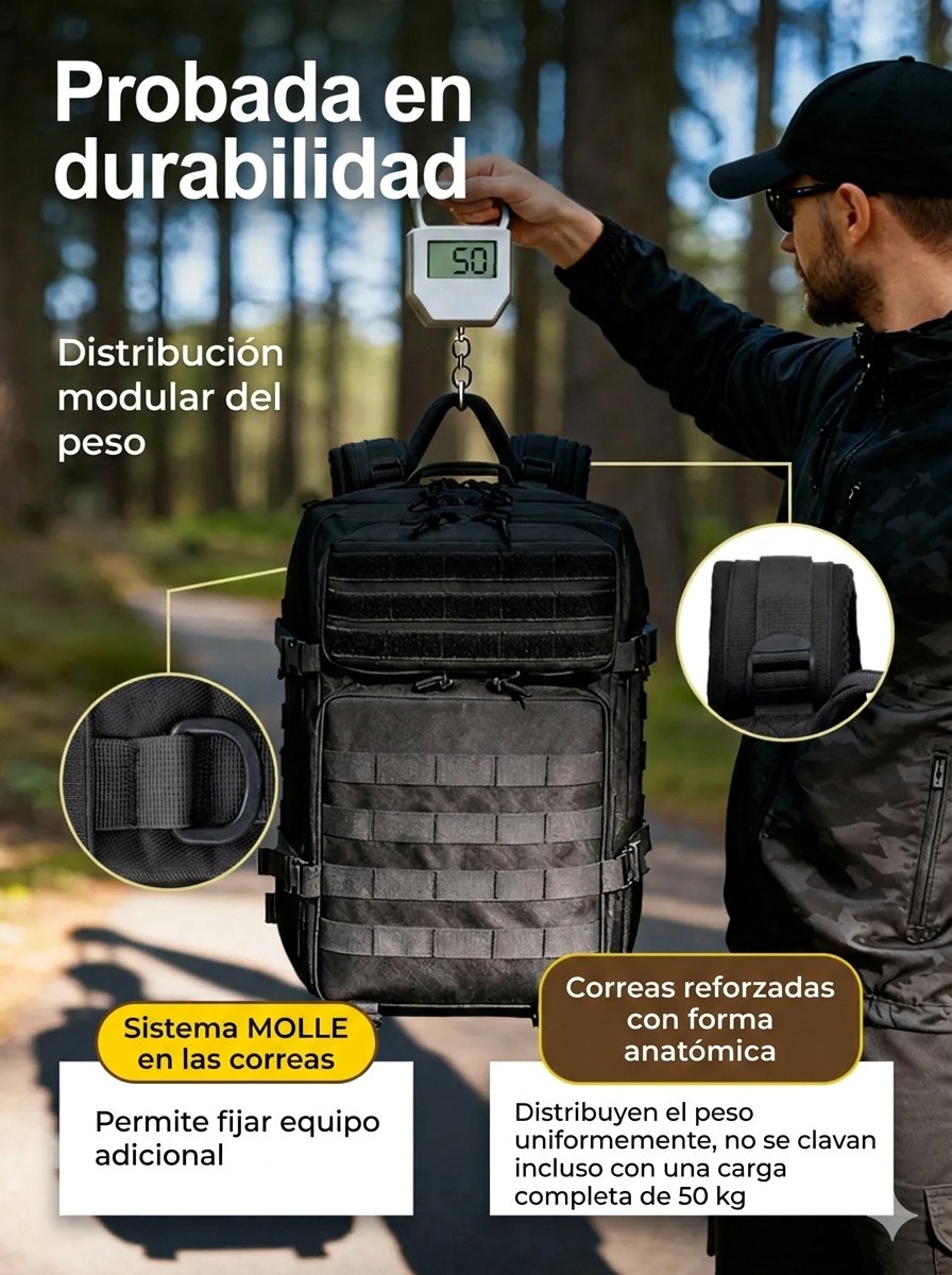 Mochila de Acampada 50L Apertura Total | Saco Ropa y Cocina Organizados sin Vaciar Nada - Negro