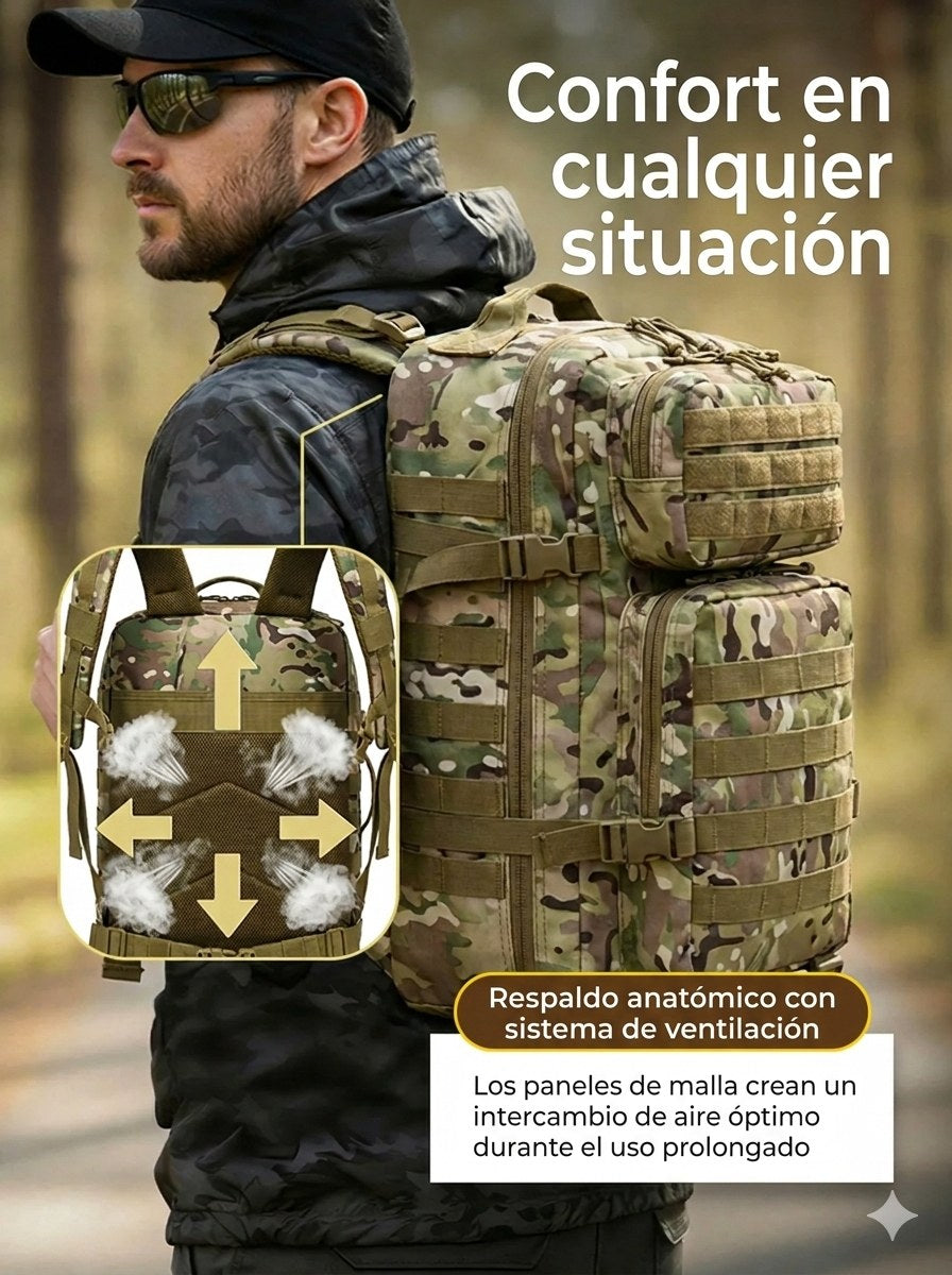 Mochila de Emergencia para Coche 50L | Kit de Maletero con Apertura Total y Compartiment - Negro