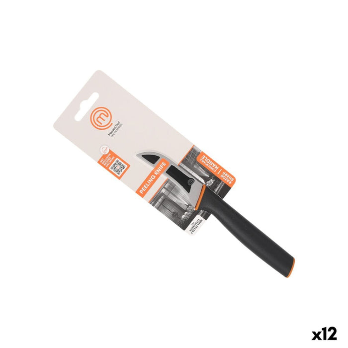 Cuchillo Pelador MasterChef Negro Plateado Acero Inoxidable 7,5 cm (12 Unidades)