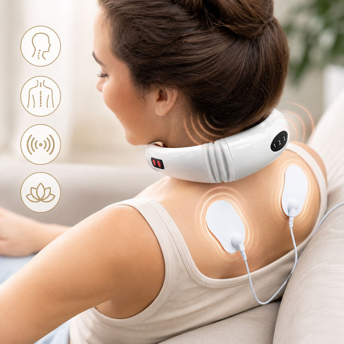 Masajeador de Cuello y Espalda Electromagnético Calmagner ABS Vida Sana Blanco