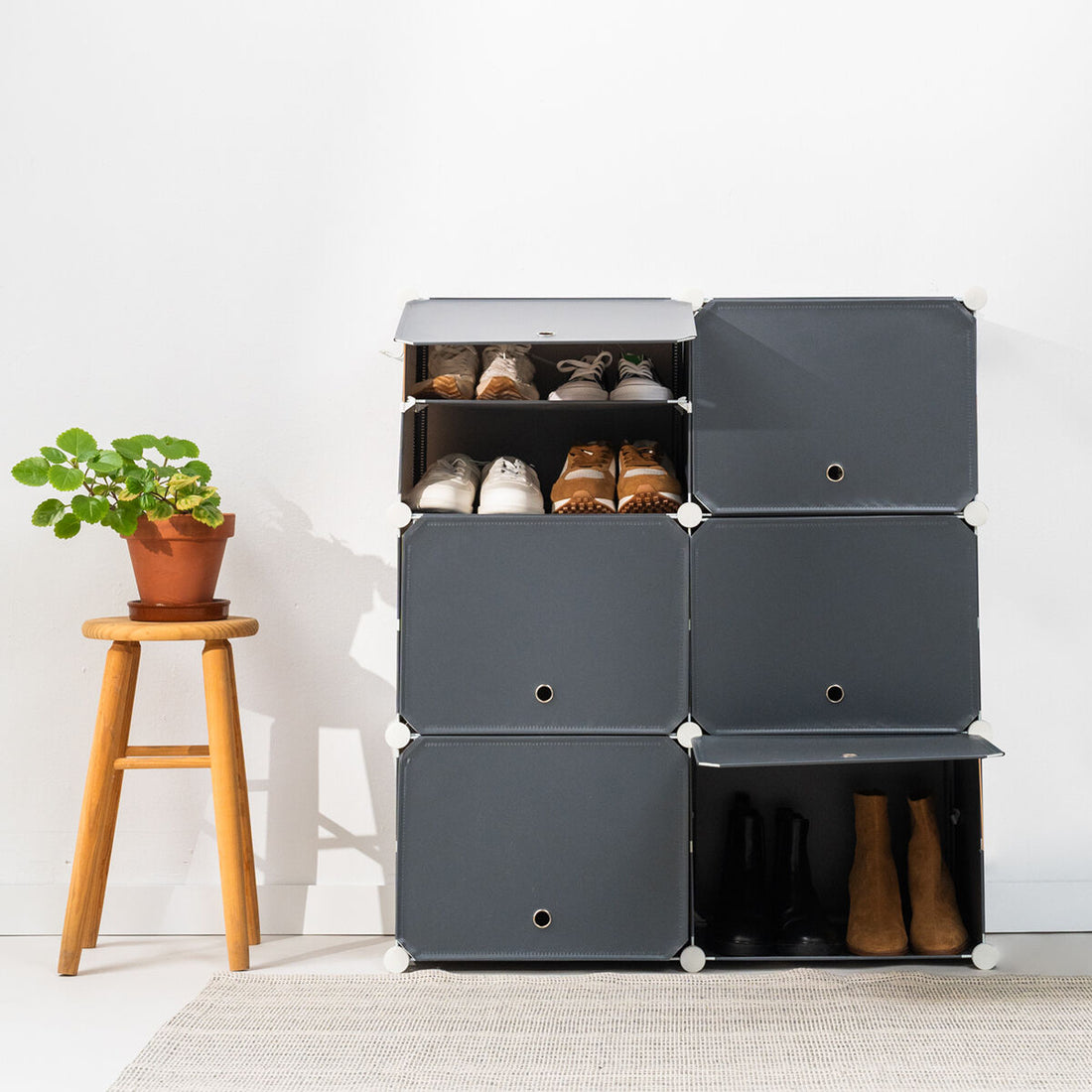 Zapatero Modular Portátil Gris Polipropileno 20 pares