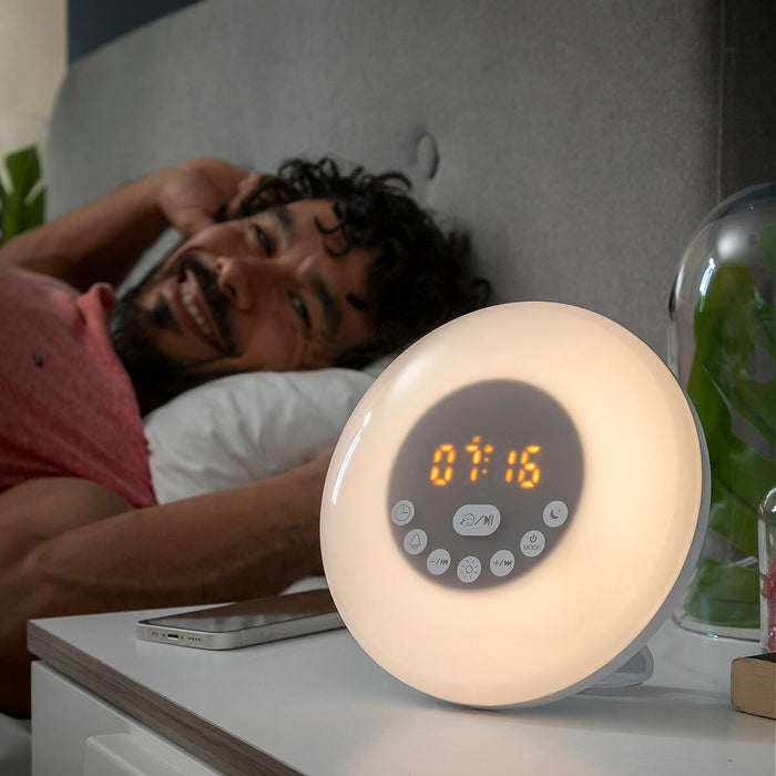 Despertador Amanecer Recargable con Altavoz Sunrilk ABS LED USB Estilo Zen Regalo Original