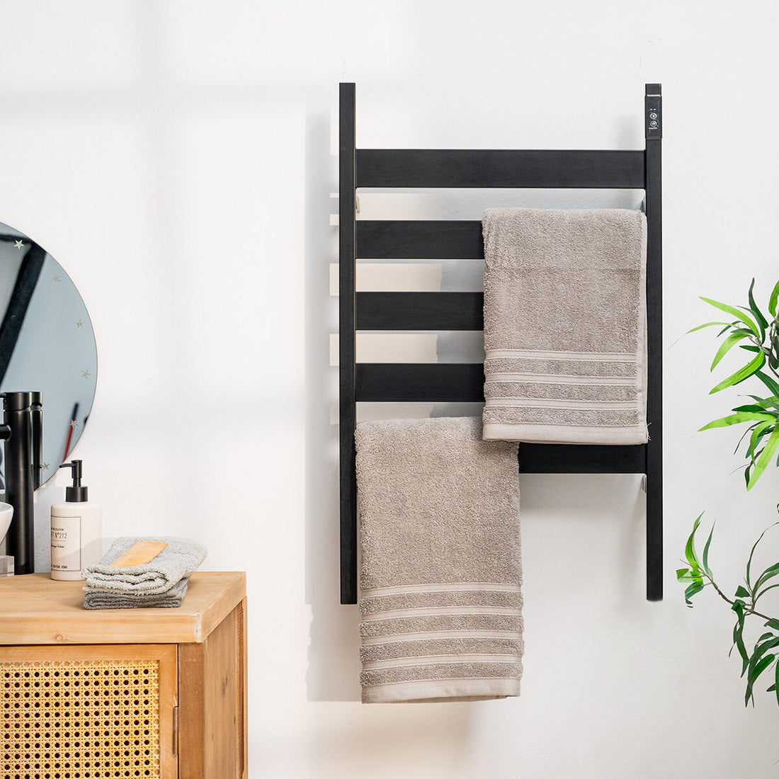 Toallero Eléctrico de Pie o Pared Towarck 5 Barras Policarbonato Invierno Negro