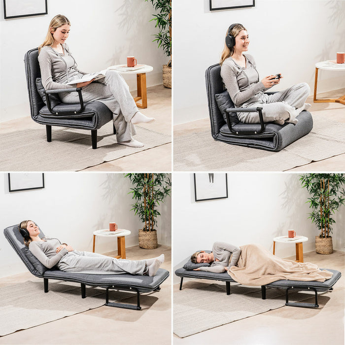Sofá Cama Convertible Individual 4 en 1 Softfa Acero Plegable Estilo Zen Gris